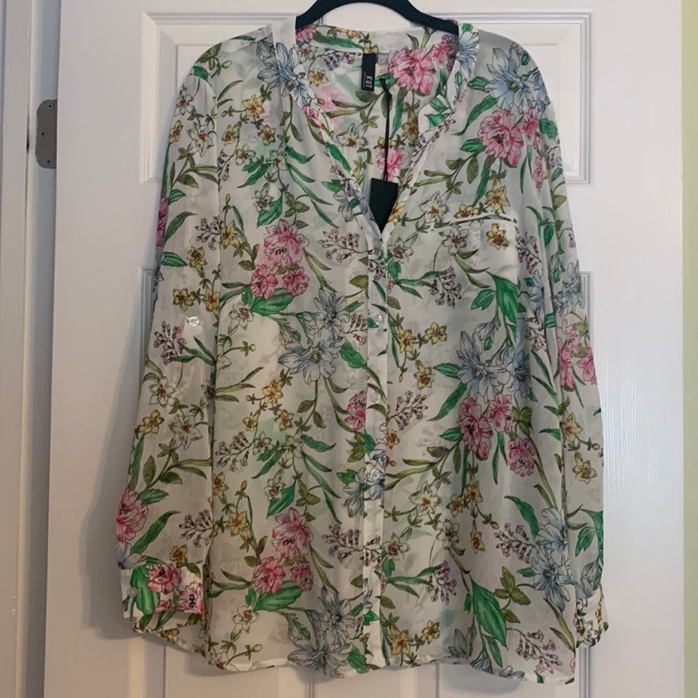 Kut from the Kloth Floral Blouse, NEW 1x